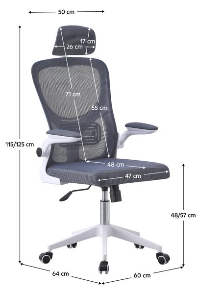 Ergonomická kancelářská židle MAVI - šedá síťovina
