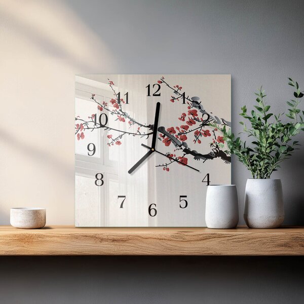Skleněné hodiny na stěnu Květiny zskc-30x30-00176573