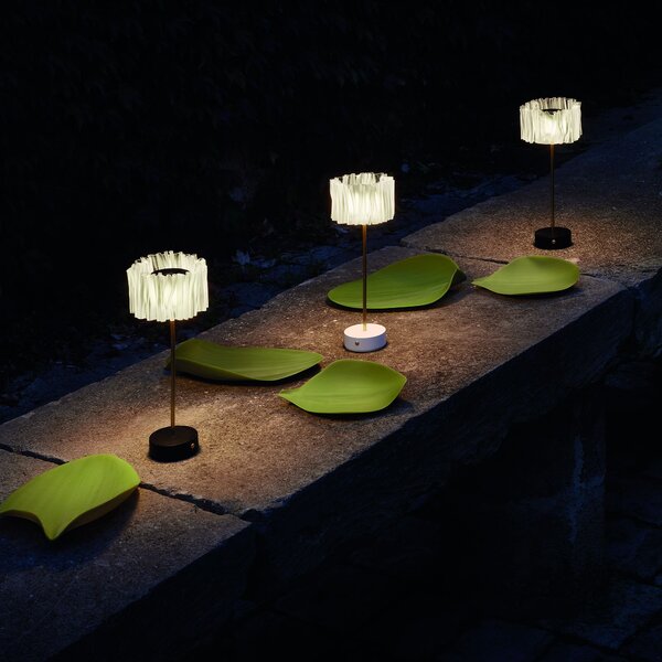 SLAMP ACRT000PRW000BT000EU Accordéon battery, stolní designová lampička na baterii s černou základnou, 1,3W LED 2700K, výška 32,7cm
