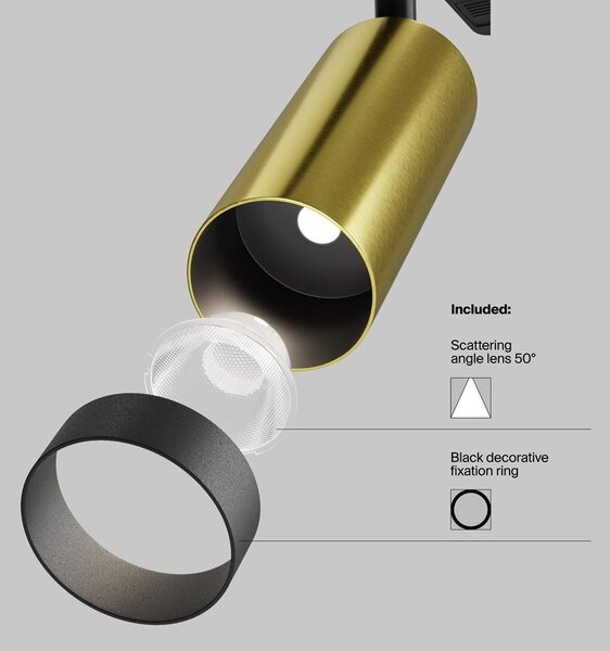 Maytoni Reflektorové LED svítidlo FOCUS zlatá 12W pro 1F systém UNITY, v. 15,8 cm, 3000K nestmívatelné