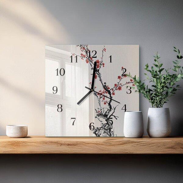 Skleněné hodiny na stěnu Květiny zskc-30x30-00176574
