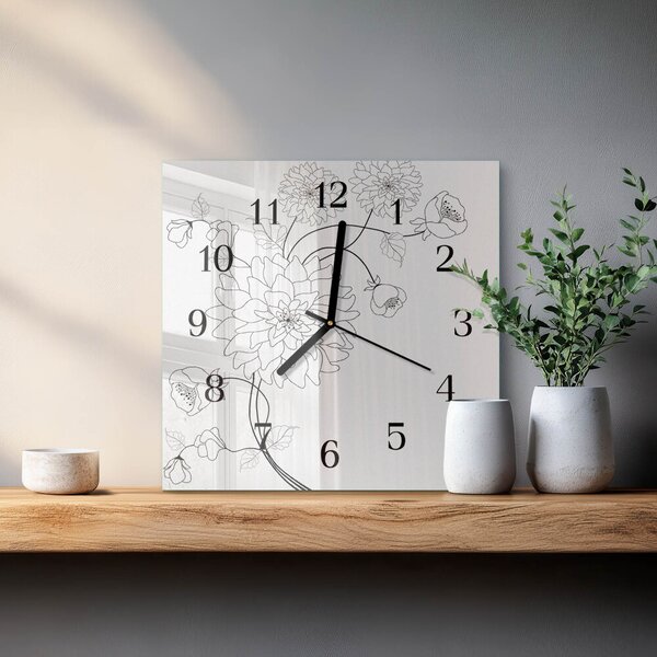 Skleněné hodiny na stěnu Květiny zskc-30x30-00176581