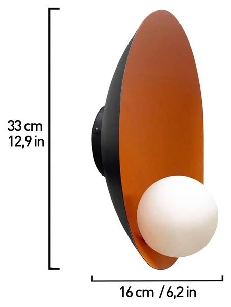 ROYALTECH Nástěnné svítidlo Aphrodite, oranžové, Ø 33 cm, kov, G9, stmívatelný, Obývací pokoj / jídelna, kov, Design, Koule