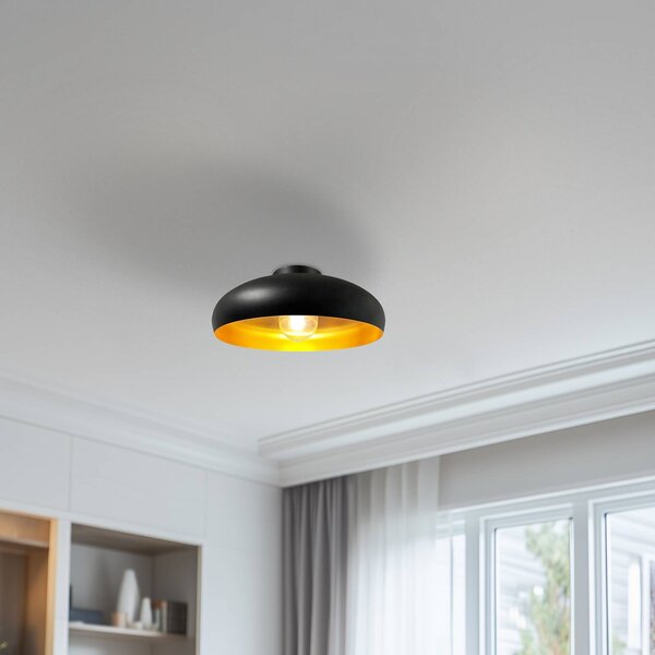 ROYALTECH Stropní svítidlo Olli, černá/zlatá Ø 40 cm, kov, E27, stmívatelný, Obývací pokoj / jídelna, kov