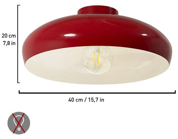 ROYALTECH Stropní svítidlo Olli, Ø 40 cm, červená/bílá, kov, E27, stmívatelný, Obývací pokoj / jídelna, kov