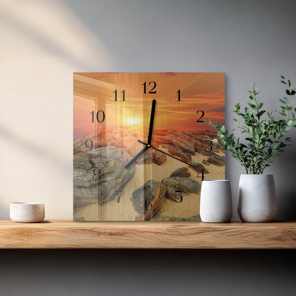 Skleněné hodiny na stěnu Západ slunce zskc-30x30-00176641