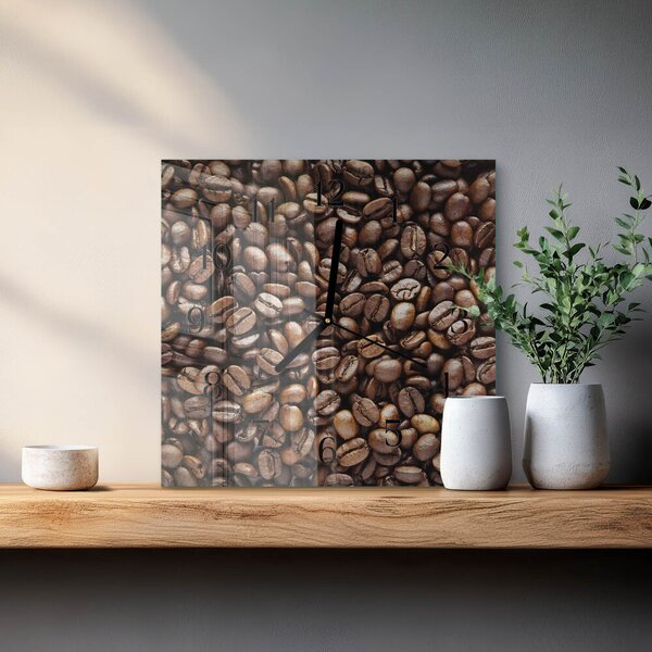 Skleněné hodiny na stěnu Kávová zrna zskc-30x30-00176630
