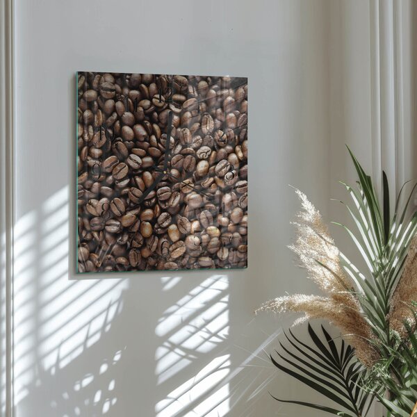 Skleněné hodiny na stěnu Kávová zrna zskc-30x30-00176630