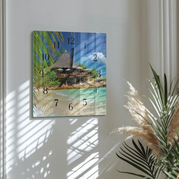 Skleněné hodiny na stěnu Ostrov zskc-30x30-00176653
