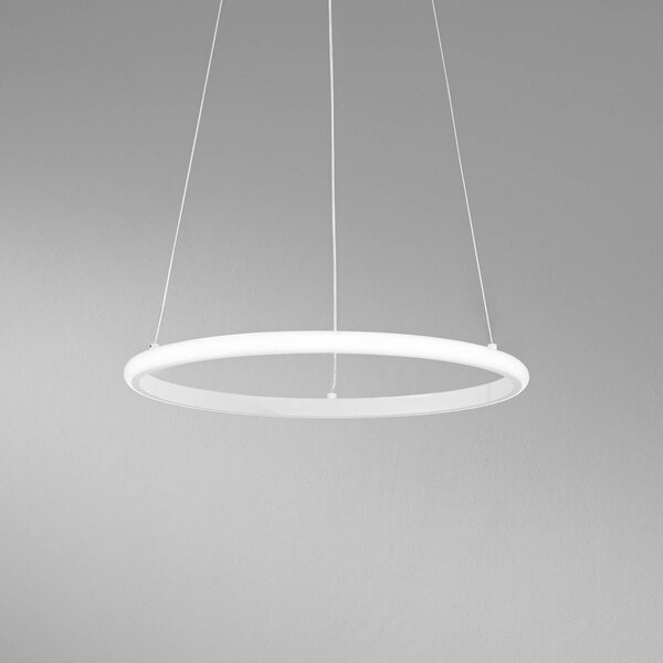 Luce Ambiente Design Závěsné LED světlo Axis, Ø 40 cm, bílé, kov,, Bílá / opál, Obývací pokoj / jídelna, kov, Moderní