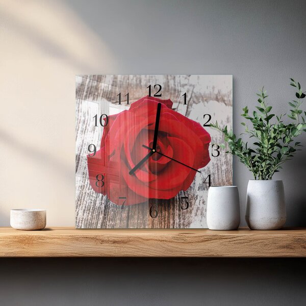 Skleněné hodiny na stěnu Růže zskc-30x30-00176669