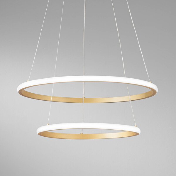 Luce Ambiente Design Závěsné LED světlo Axis, Ø 60/40 cm, zlatý kov RGB, Mosaz / zlato, Obývací pokoj / jídelna, kov, Moderní