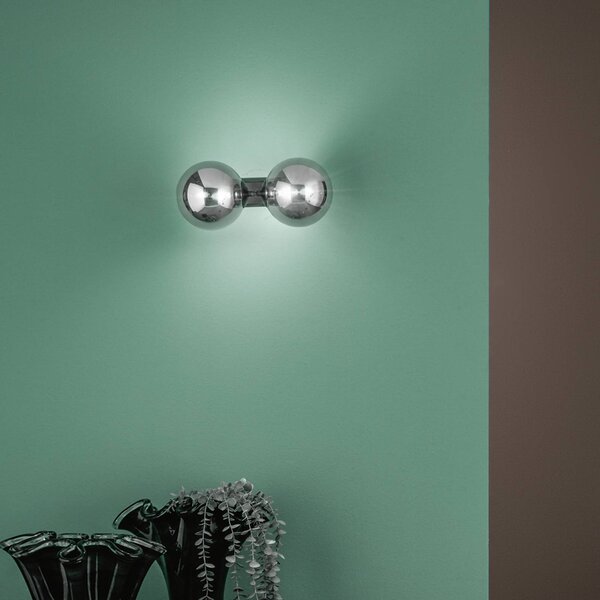 Luce Ambiente Design Nástěnné světlo HONEY, výška 34 cm, černá/kouřově šedá, 2žárovkové, stmívatelný, Černá, Obývací pokoj / jídelna, kov