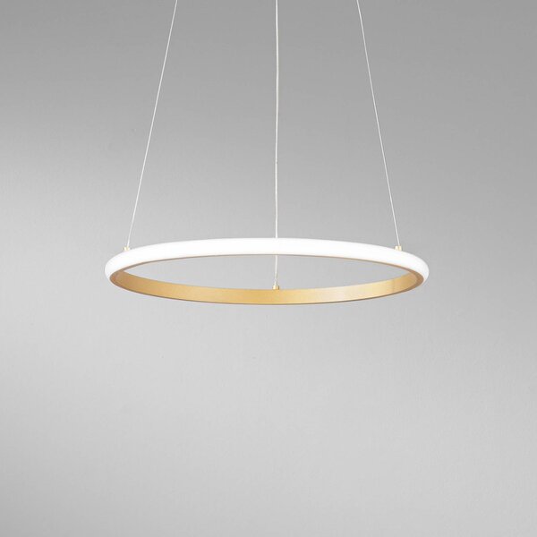 Luce Ambiente Design Závěsné LED světlo Axis, Ø 40 cm, zlatá barva, kov,, Mosaz / zlato, Obývací pokoj / jídelna, kov, Moderní