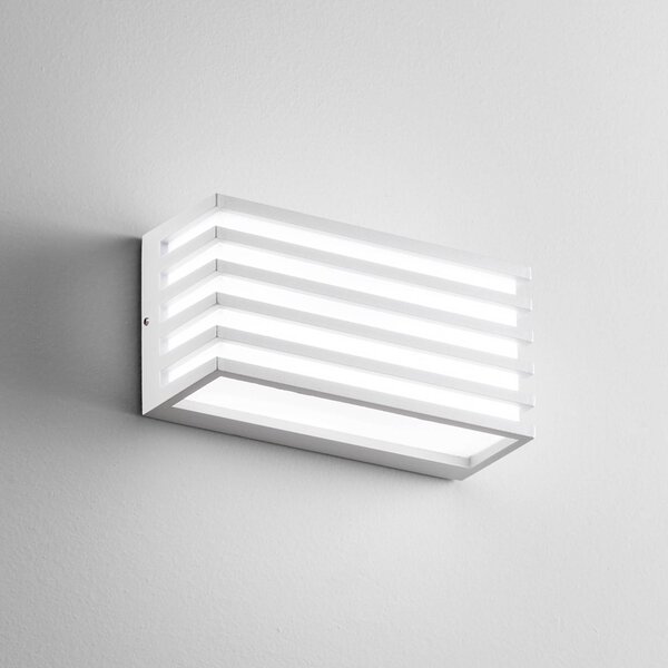 INTEC LED venkovní nástěnné svítidlo Dukrot, bílá, šířka 22 cm, kov, Bílá / opál, Hliník, Moderní
