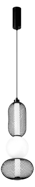 Luce Ambiente Design Závěsné LED světlo INKAS, výška 53 cm, černá, sklo/kov,, Černá, Obývací pokoj / jídelna, Sklo