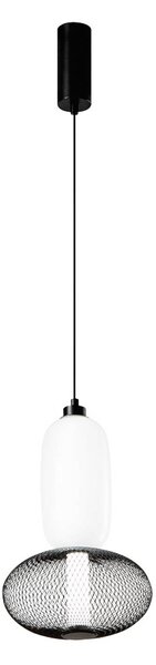 Luce Ambiente Design Závěsné LED světlo INKAS, výška 41 cm, černá, sklo/kov,, Černá, Obývací pokoj / jídelna, Sklo
