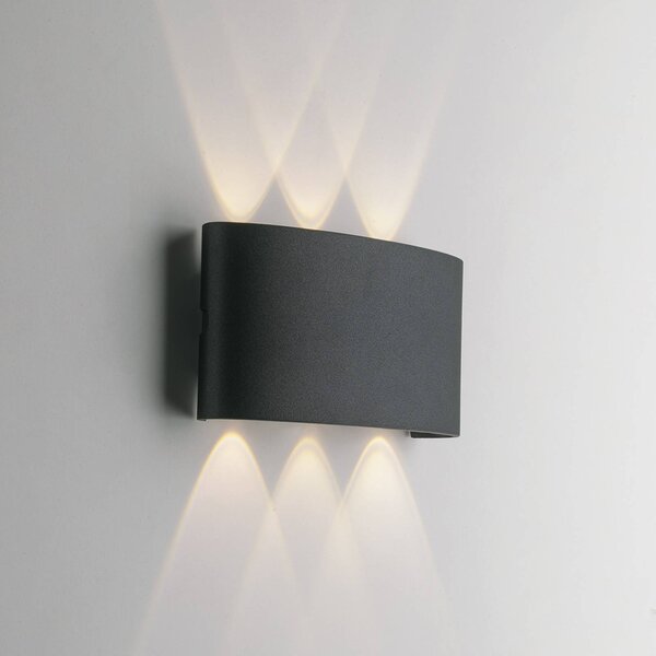 INTEC LED venkovní nástěnné svítidlo Betle, antracitová Šířka 17 cm Kov, Černá, Hliník, Moderní