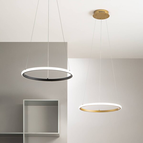 Luce Ambiente Design Závěsné LED světlo Axis, Ø 60 cm, černé, kov,, Černá, Obývací pokoj / jídelna, kov, Moderní