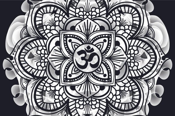 Tapeta Mandala zdraví v černobílém provedení