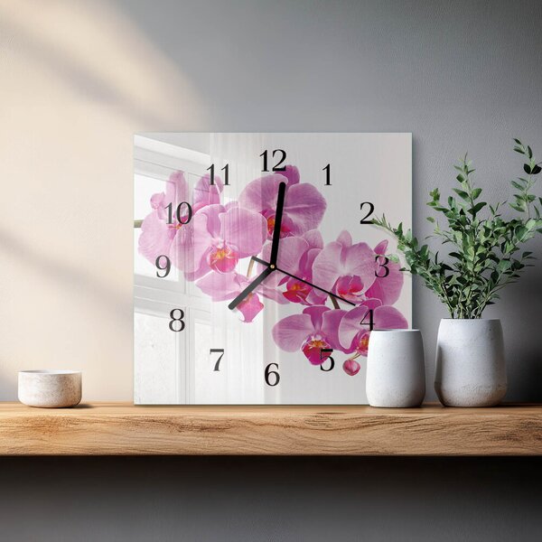 Skleněné hodiny na stěnu Orchidej zskc-30x30-00176687