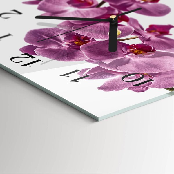 Skleněné hodiny na stěnu Orchidej zskc-30x30-00176687