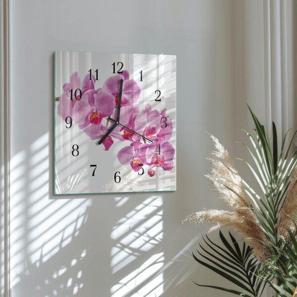 Skleněné hodiny na stěnu Orchidej zskc-30x30-00176687