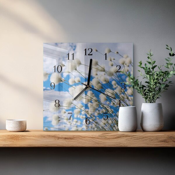 Skleněné hodiny na stěnu Bavlna zskc-30x30-00176701