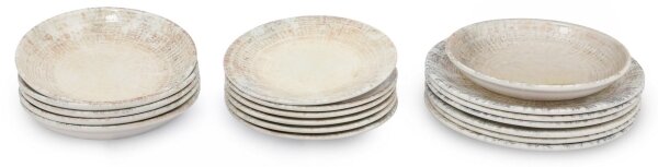 Jídelní sada 18 ks krémová/hnědá/porcelán
