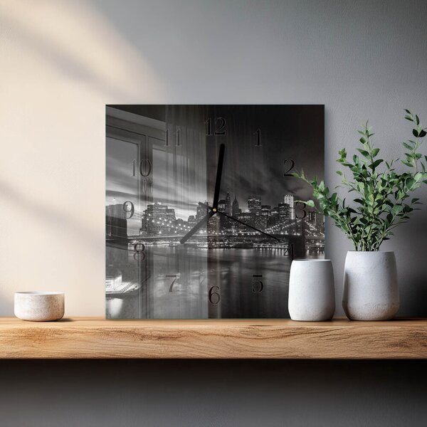 Skleněné hodiny na stěnu Město zskc-30x30-00176732