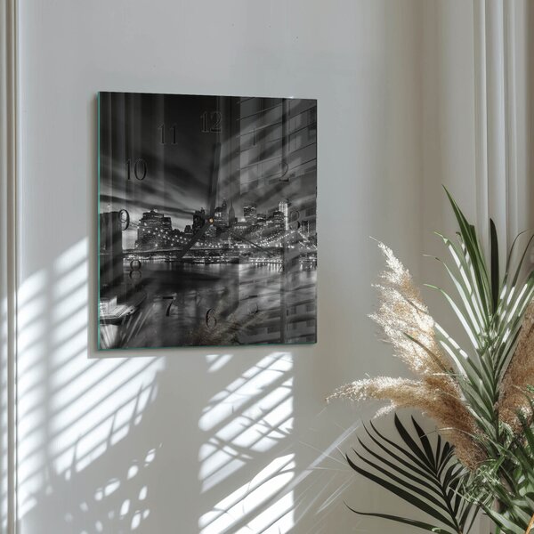 Skleněné hodiny na stěnu Město zskc-30x30-00176732