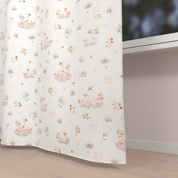 Biante Bavlněný závěs Sandra SA-610 Labutě mezi lekníny na bílém 150x140 cm