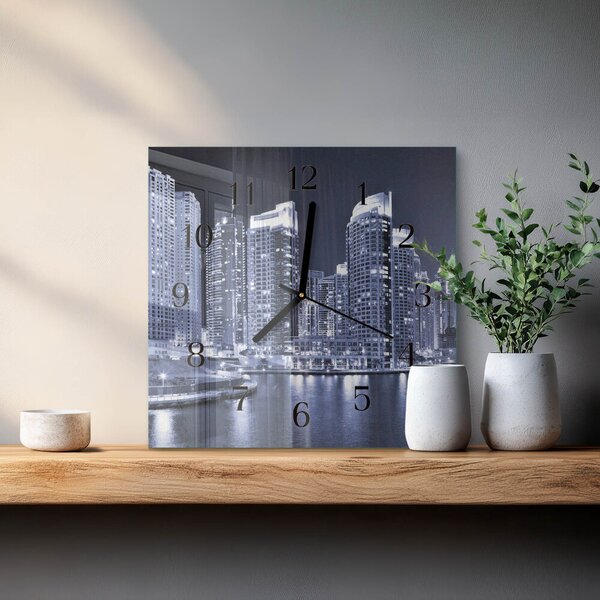 Skleněné hodiny na stěnu Horizont zskc-30x30-00176739