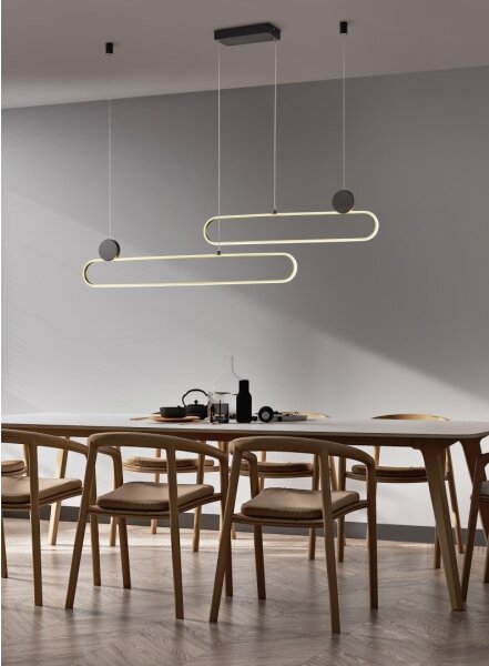 Trio - LED Stm. lustr na lanku GRANT LED/54W/230V 2300/3000/4000K černá/zlatá