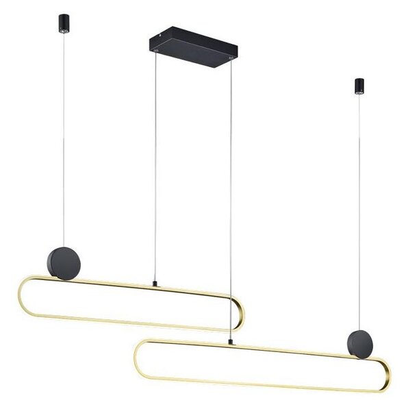 Trio - LED Stm. lustr na lanku GRANT LED/54W/230V 2300/3000/4000K černá/zlatá