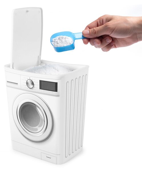Compactor nádoba na prací prostředky s víkem one-touch, vzhled pračky, 8,5 L