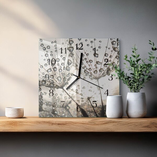 Skleněné hodiny na stěnu Kapky rosy zskc-30x30-00176766
