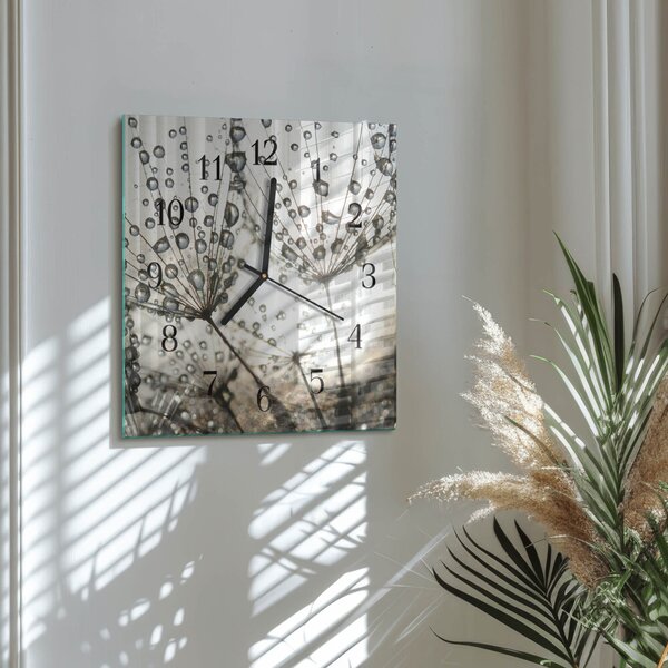 Skleněné hodiny na stěnu Kapky rosy zskc-30x30-00176766