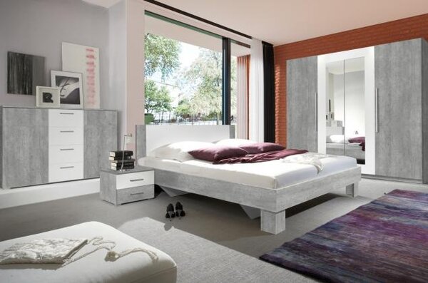 HLT,JASMINE VII sestava do ložnice, dekor bílá/beton