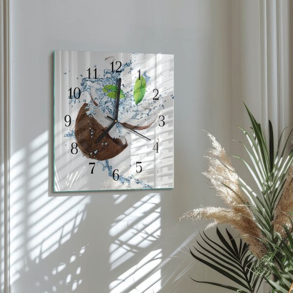 Skleněné hodiny na stěnu Kokos zskc-30x30-00176767