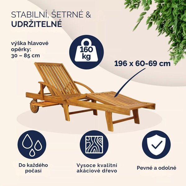 Zahradní lehátko TAMI SUN, 195,5x69x85cm, přírodní hnědá Jurhan