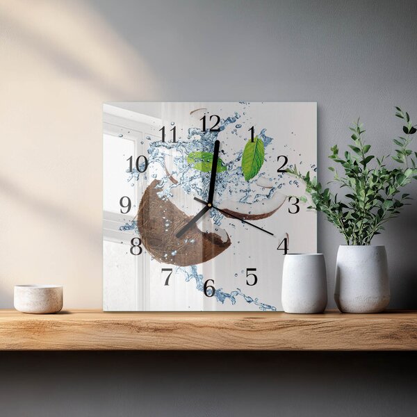 Skleněné hodiny na stěnu Kokos zskc-30x30-00176767