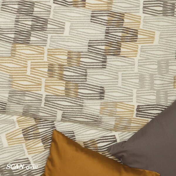 Povlečení FLANEL retro geo béžovohnědá 140 x 200/70 x 90 cm