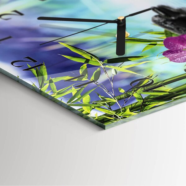 Skleněné hodiny na stěnu Lázeňská orchidej zskc-30x30-00176778