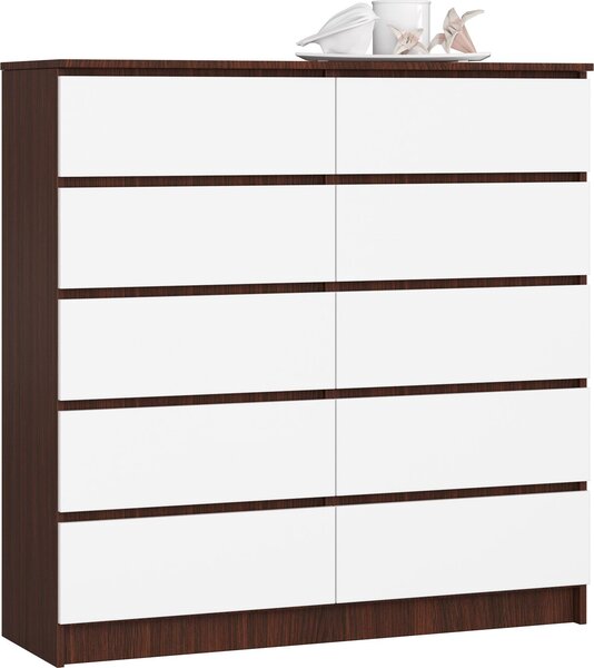 AKORD Furniture Factory OP0LK-1VENBIA008, Bílá, Tmav hndá, 10 zásuvka/zásuvek, Matný, 16 mm, 51 cm, 400 mm