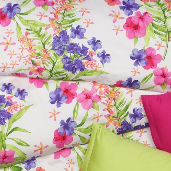 Povlečení SATÉN DESIGN tropic bílopestrá 140 x 200/70 x 90 cm
