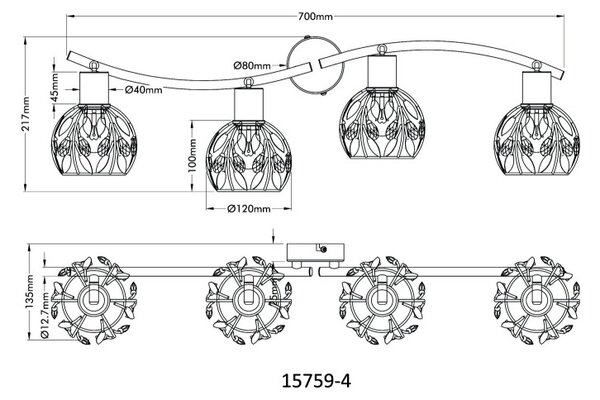 Globo MIKA 15759-4 bodové stropní svítidlo E14