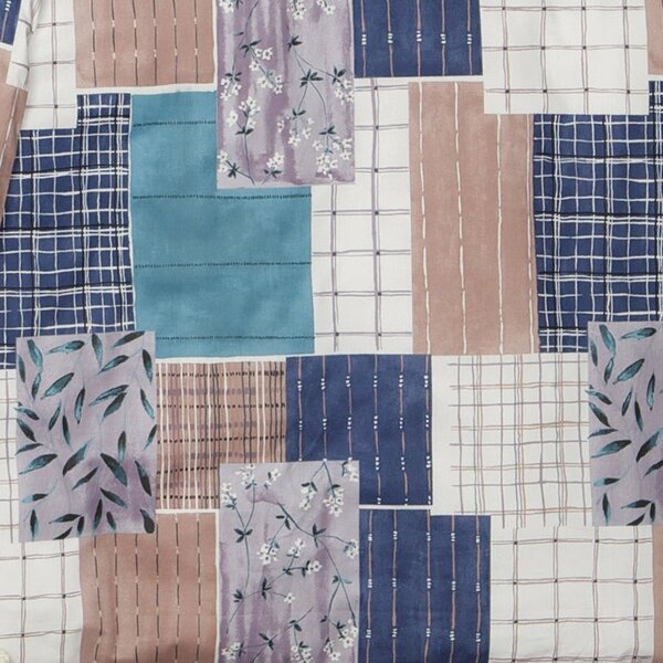 Povlečení KLASIK patchwork modrohnědá 140 x 200/70 x 90 cm