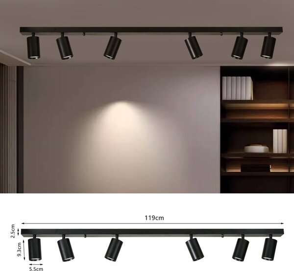 Immax PUNTO-6 stropní nástěnné bodové svítidlo linear 6 hlav, GU10, 119cm