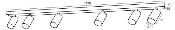 Immax PUNTO-6 stropní nástěnné bodové svítidlo linear 6 hlav, GU10, 119cm